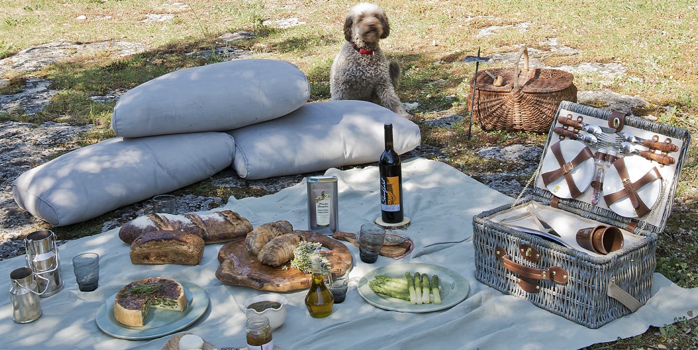 Set Cestino Da Picnic Per 4 Persone - In Vimini Con Tavolo Pieghevole E Accessori - Foto 5
