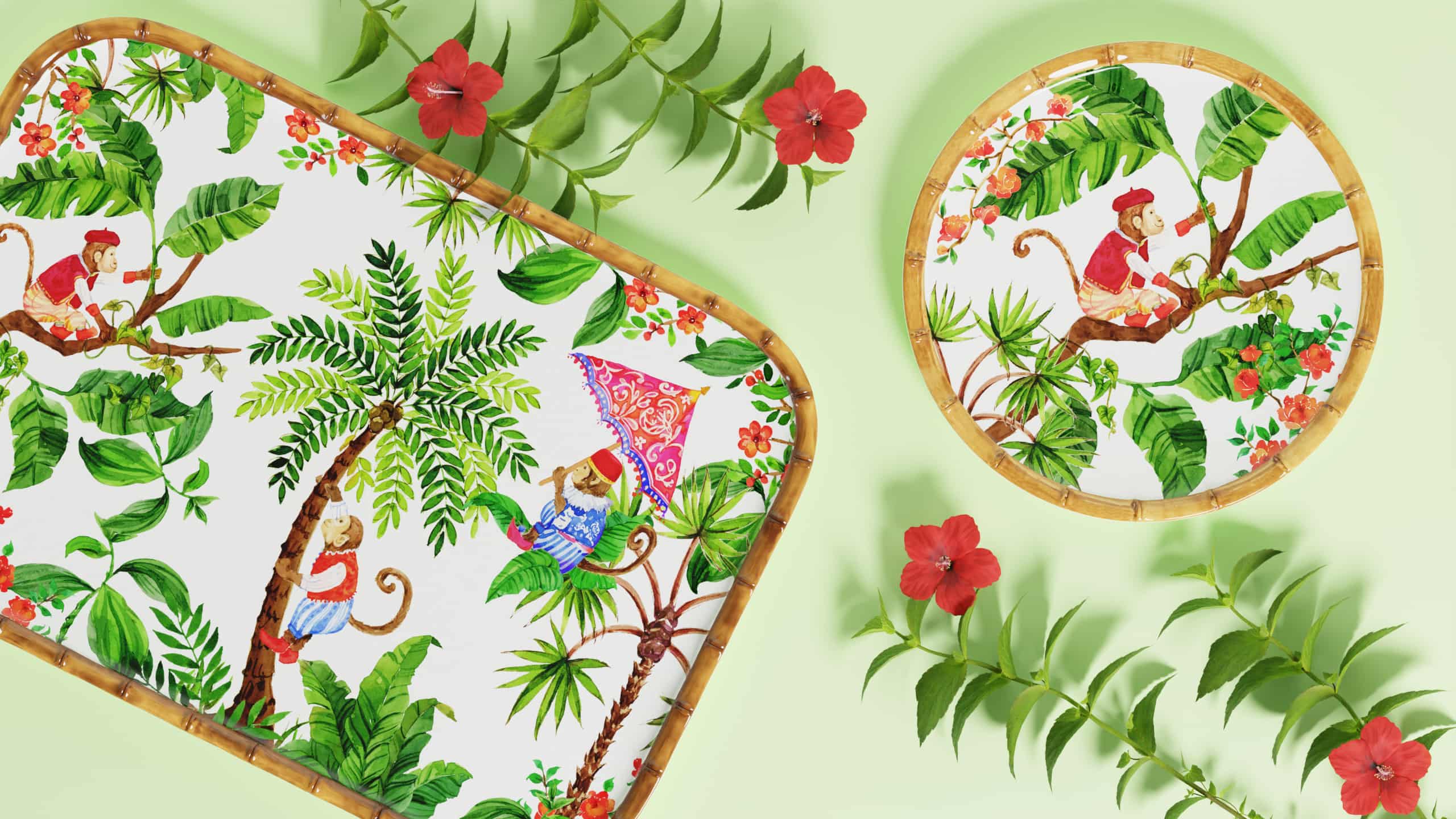 Les Jardins de la Comtesse - Grand Plateau à Service Rectangulaire avec des poignées en Mélamine Pure – Toucans de Rio – 50 cm – Multicolore Les Jardins de la Comtesse - Grand Plateau à Service Rectangulaire avec des poignées en Mélamine Pure – Toucans de Rio – 50 cm – Multicolore