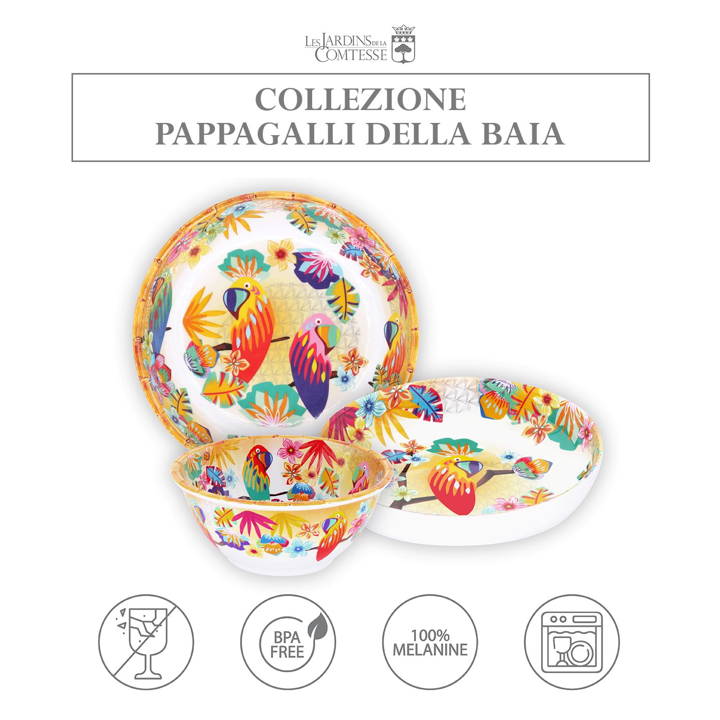 Ciotola piccola in melamina pappagallo - Ø 15 cm