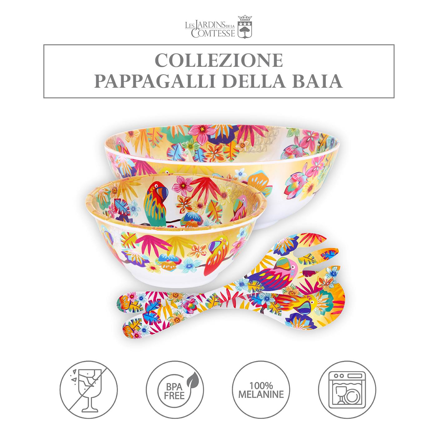 Insalatiera Grande - Centrotavola in melamina pappagallo - Ø 31 cm