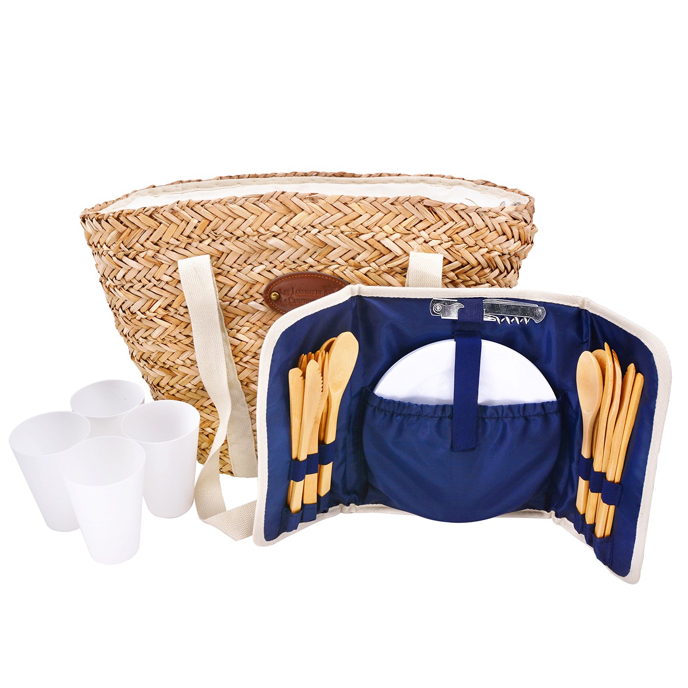 Borsa da spiaggia picnic Riviera lino - 4 persone