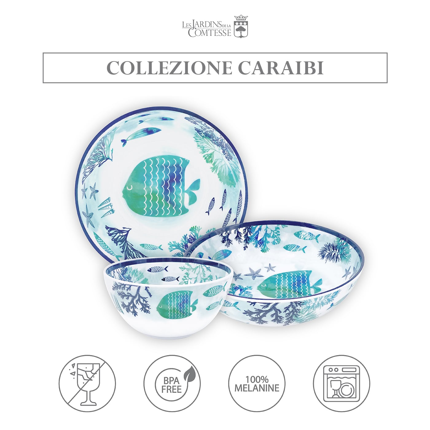 Ciotola piccola in melamina disegno del mare - Ø 15 cm