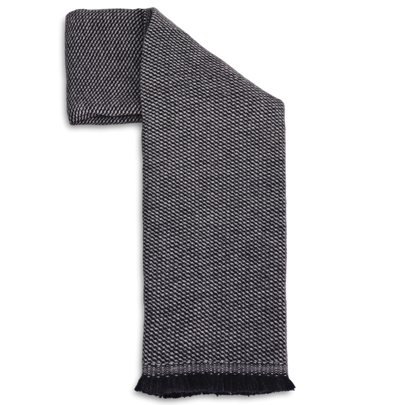 Sciarpa cashmere e lana bicolore Grigio Argentato / Grigio Antracite