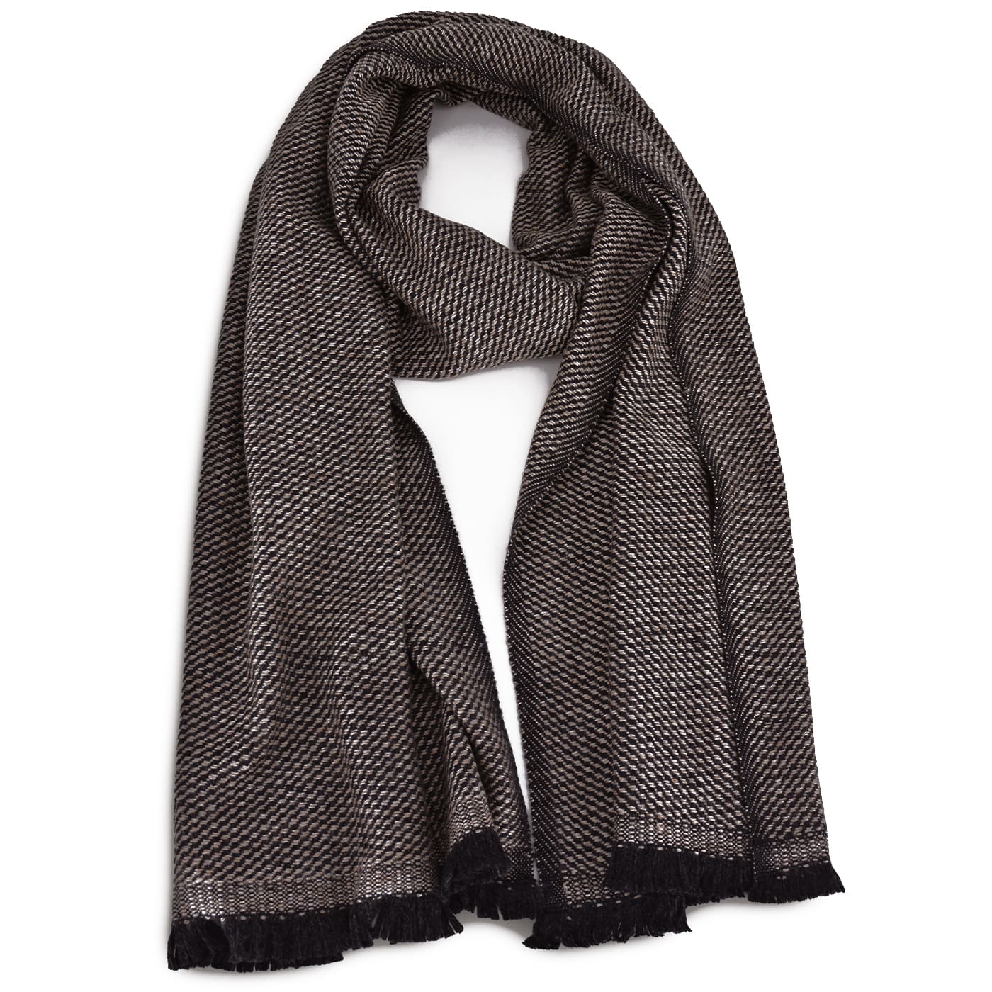 Sciarpa cashmere e lana bicolore Cammello / Grigio Antracite