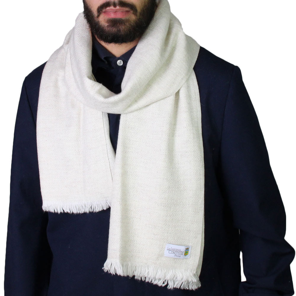 Sciarpa cashmere e lana - Beige Mandorla motivo Diamante