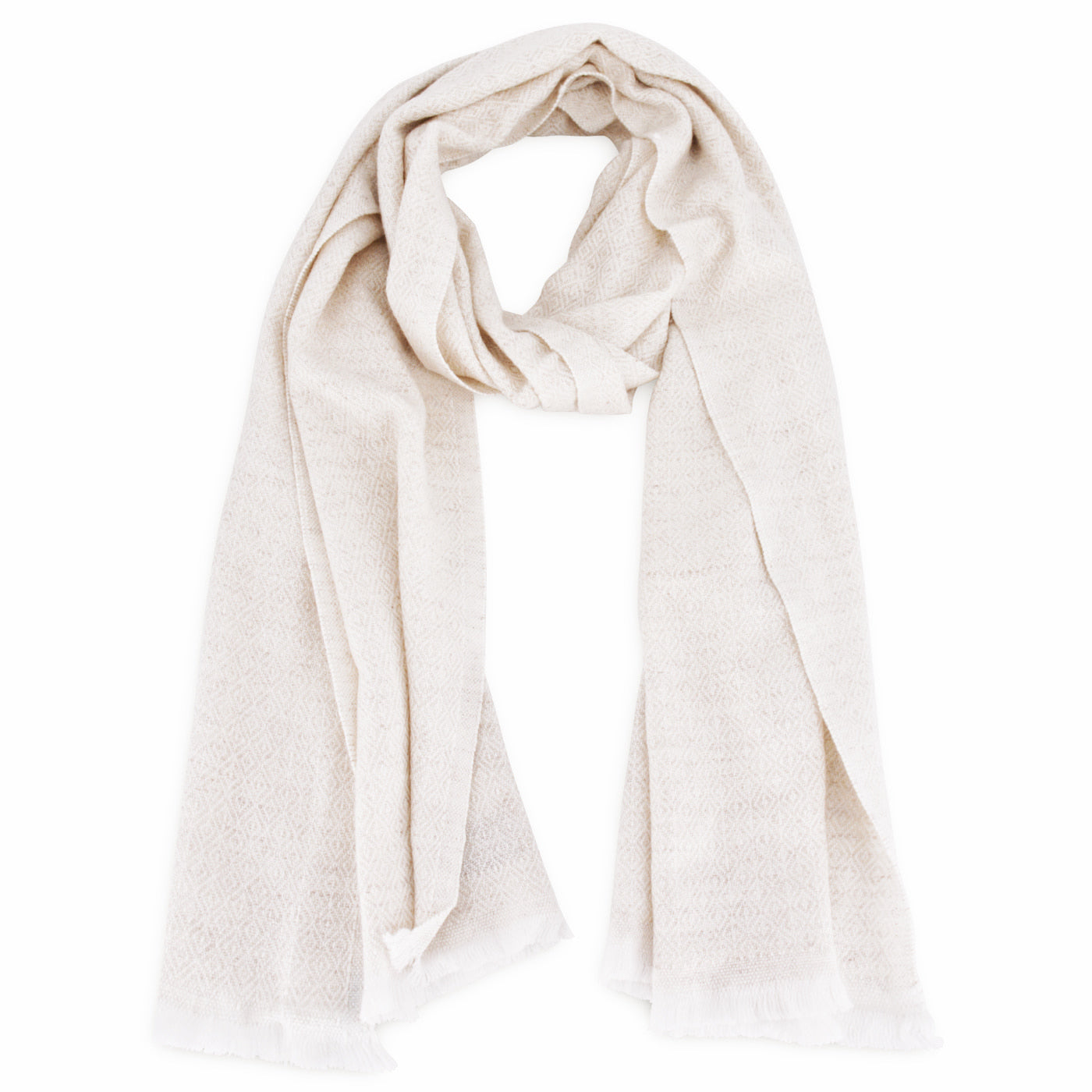 Sciarpa cashmere e lana - Beige Mandorla motivo Diamante