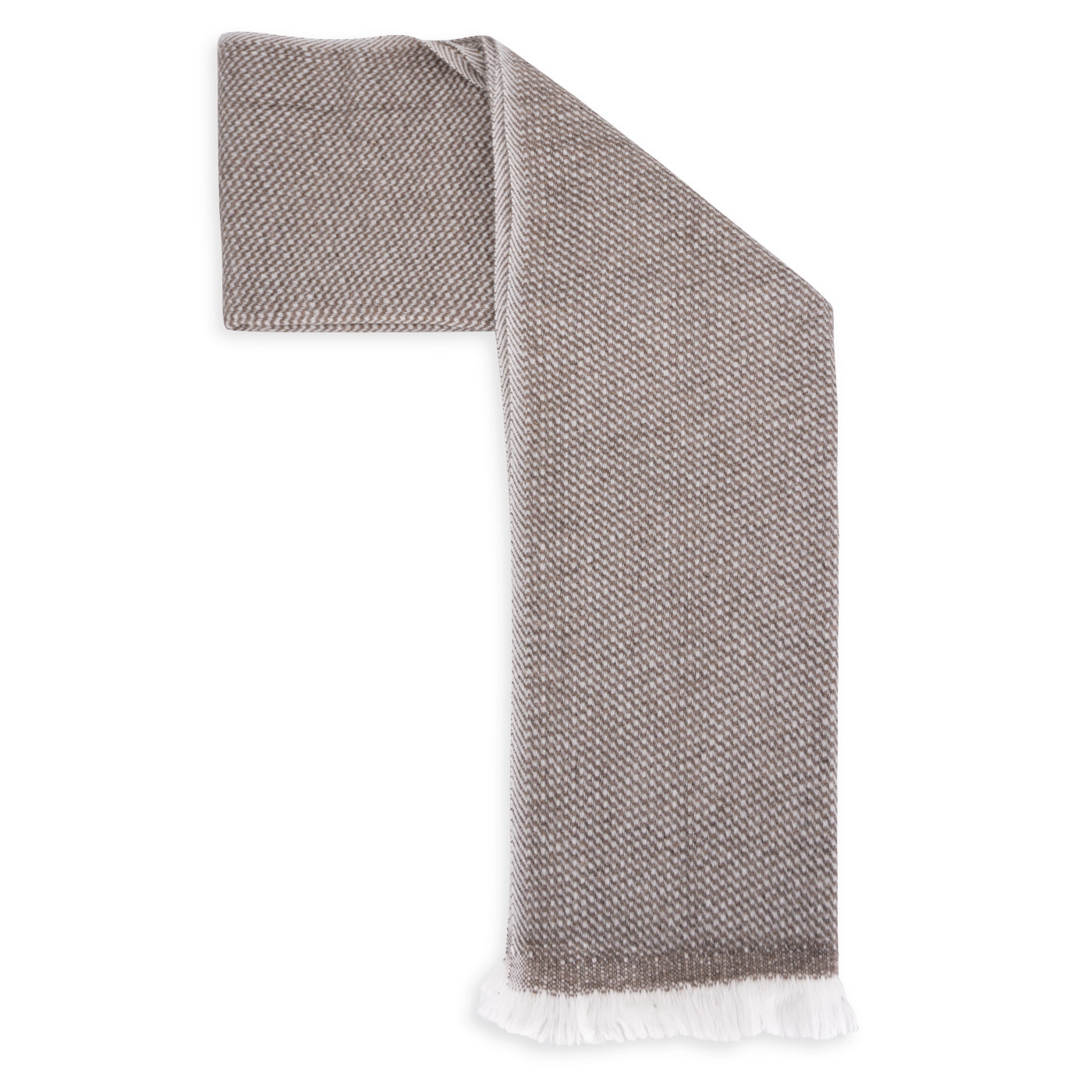 Sciarpa uomo e donna in cashmere e lana 40 x 190 cm - Marrone / Bianco