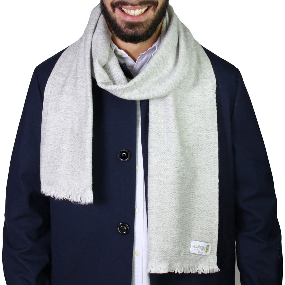 Sciarpa cashmere e lana - Grigio Argentato motivo Diamante