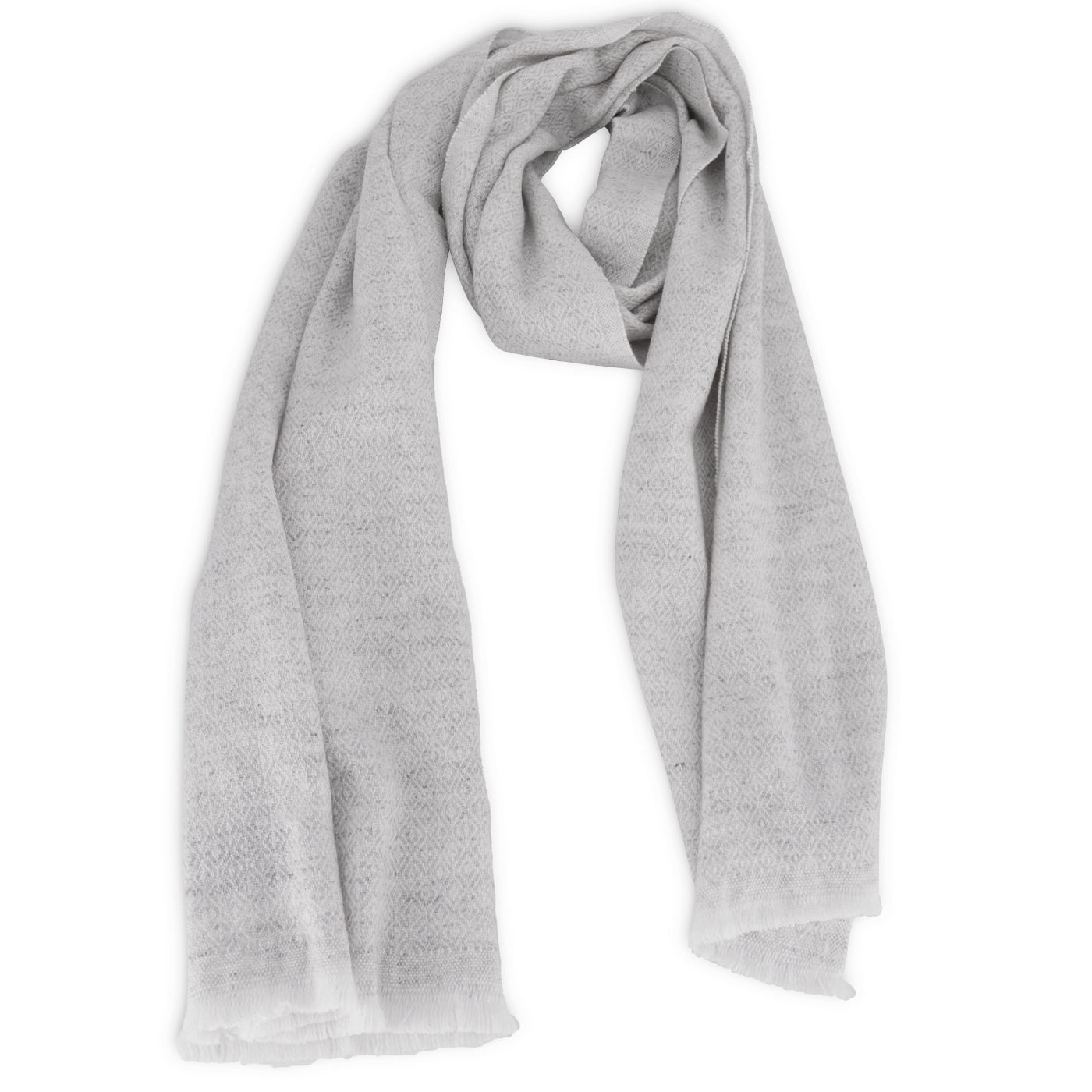 Sciarpa cashmere e lana - Grigio Argentato motivo Diamante