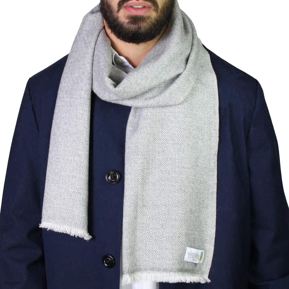 Sciarpa cashmere e lana - Grigio Topo motivo Diamante