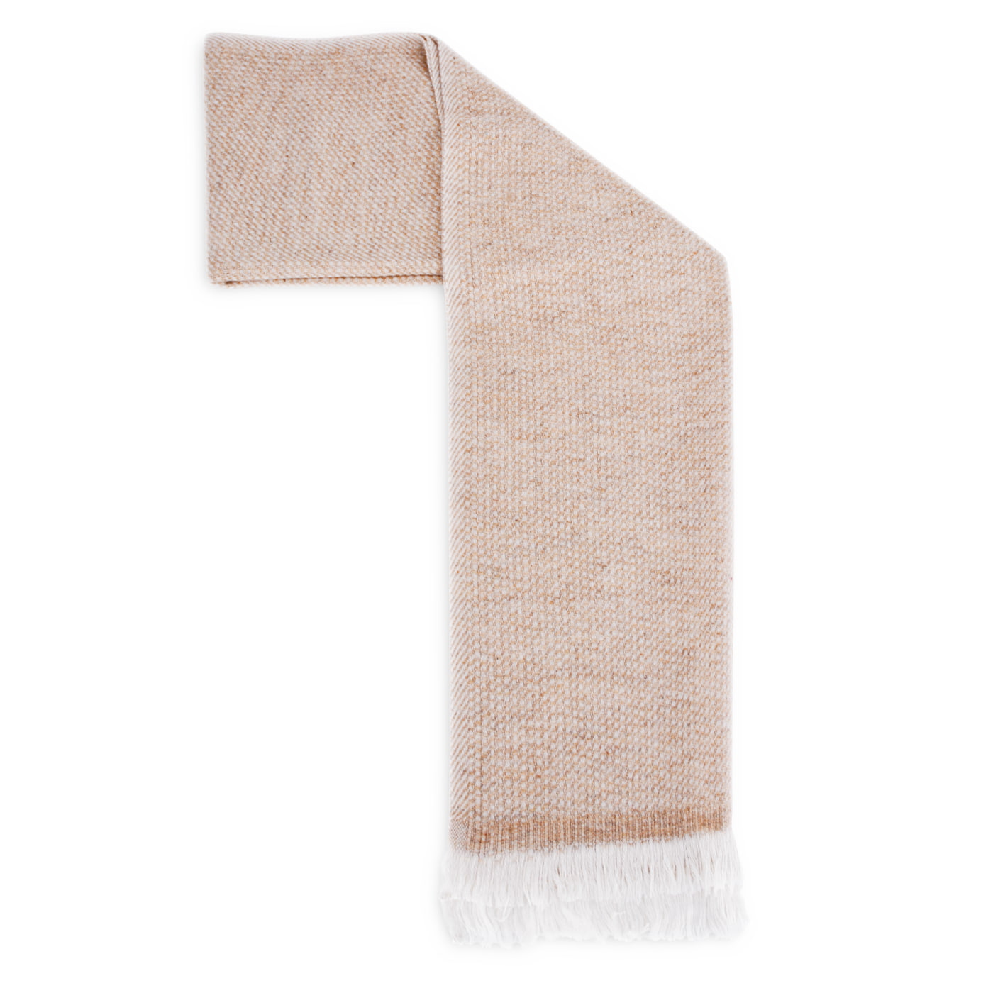 Sciarpa da uomo e da donna in cashmere e lana 40 x 190 cm - Bicolore cammello / bianco