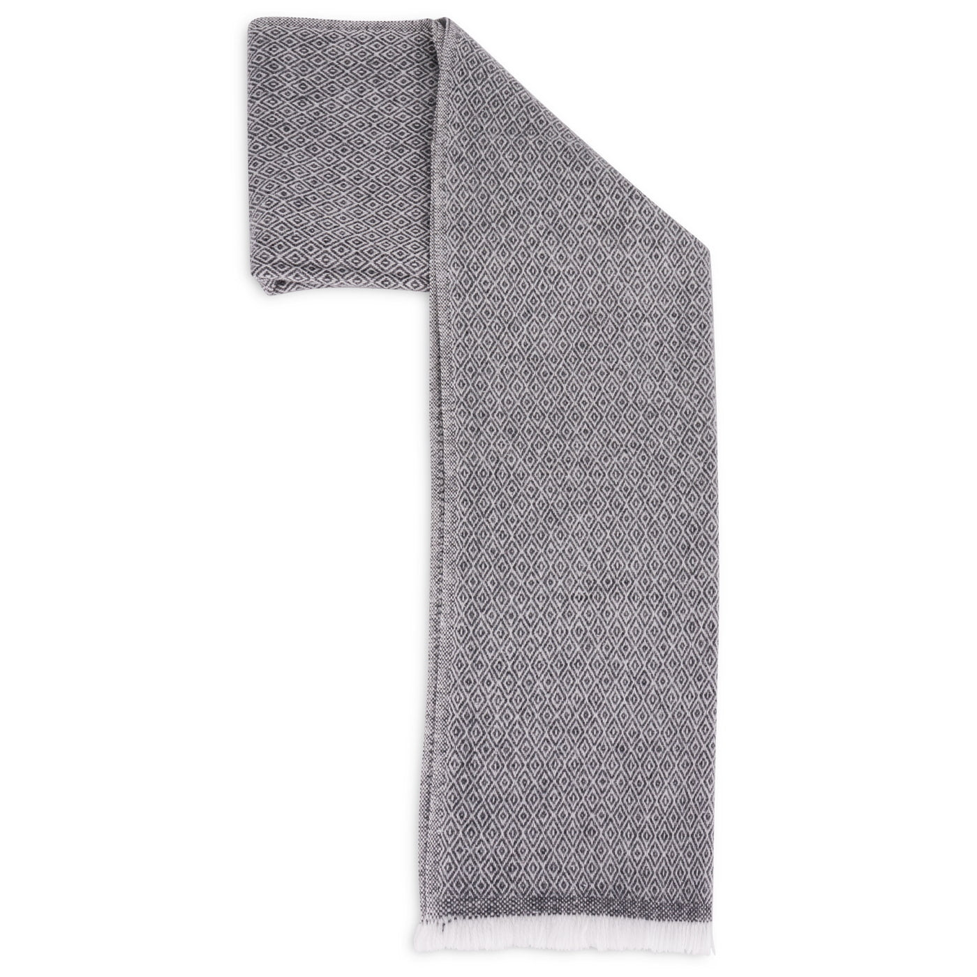 Sciarpa cashmere e lana - Grigio Antracite motivo Diamante