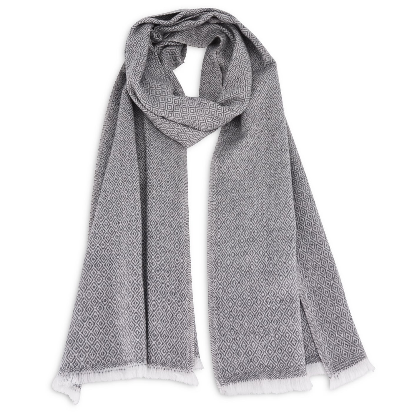 Sciarpa Uomo Donna In Puro Cashmere E Lana – Grigio Quadretti – Avvolgente E Calda - Foto 3