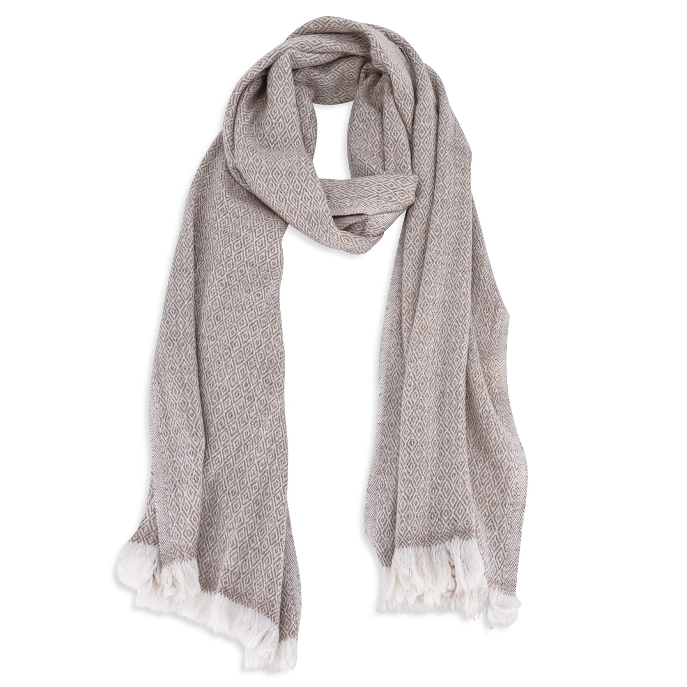 Sciarpa cashmere e lana - Marrone Glassato motivo Diamante