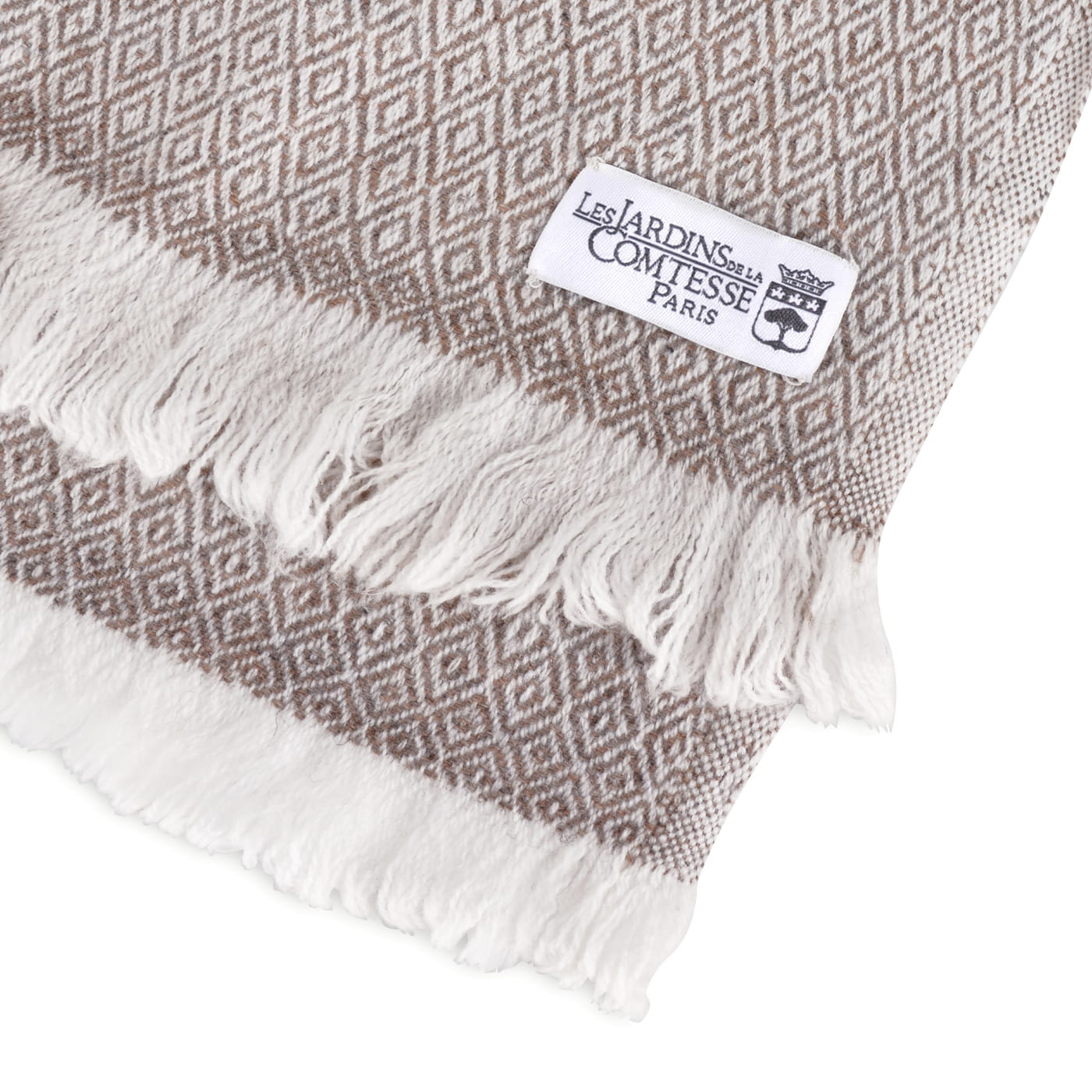 Sciarpa cashmere e lana - Marrone Glassato motivo Diamante