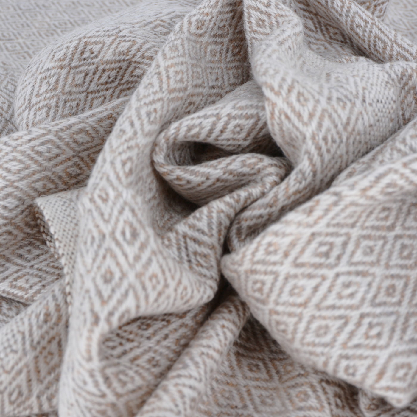 Sciarpa cashmere e lana - Marrone Glassato motivo Diamante
