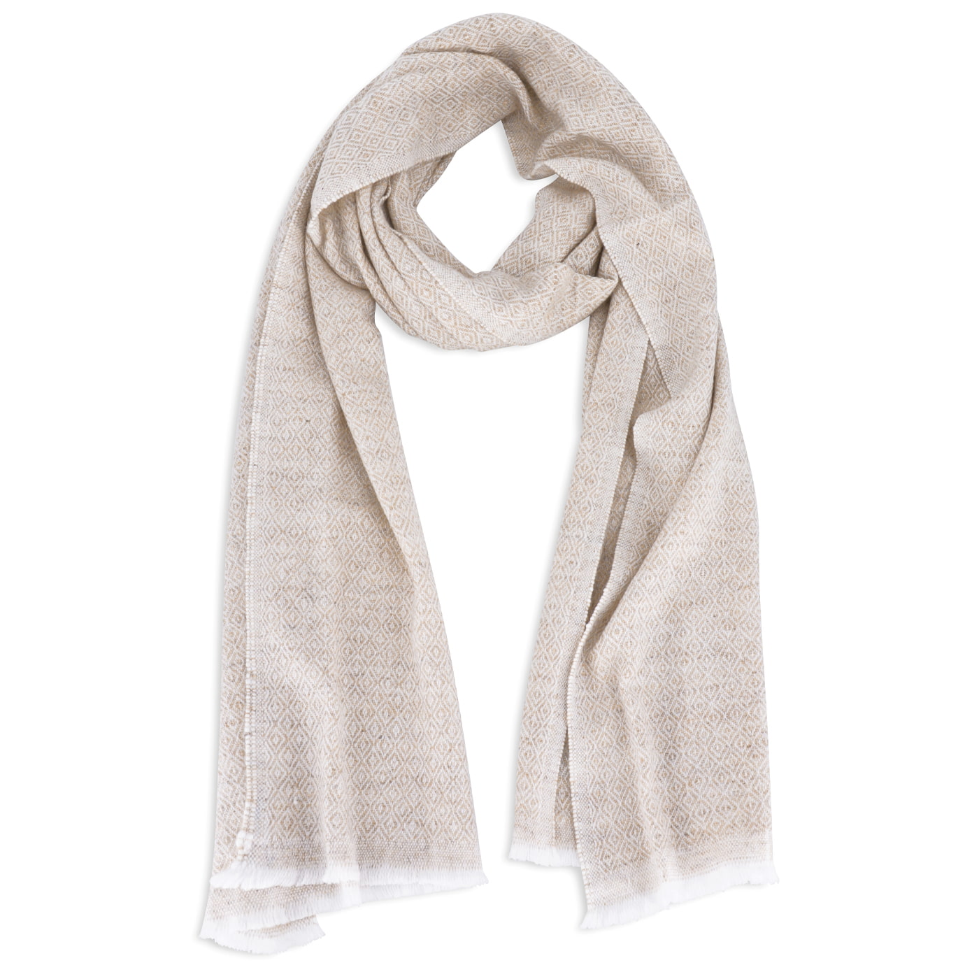 Sciarpa cashmere e lana - Camello motivo Diamante