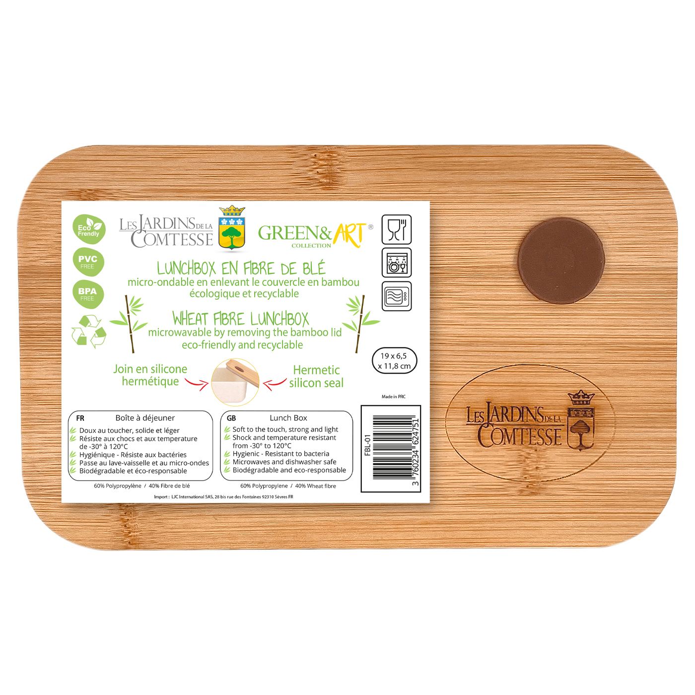Lunchbox / Scatola da pranzo nomade in fibra di grano con coperchio in bambů