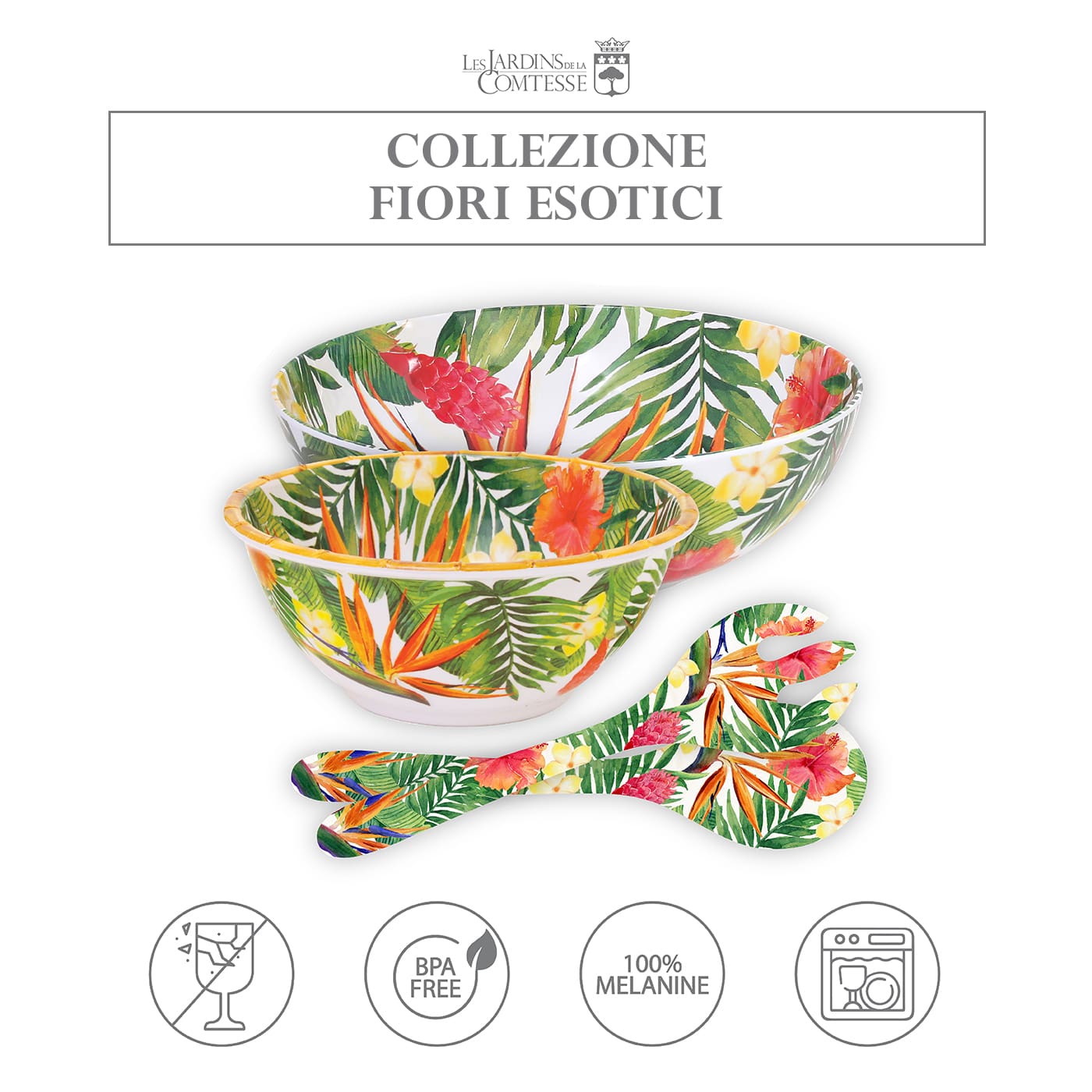 Insalatiera - Centrotavola in pura melamina fiori - Ø 31 cm