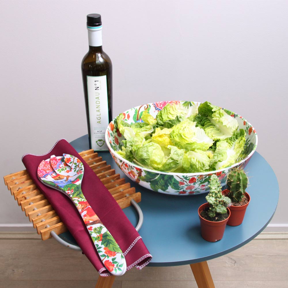 Coppia posate per insalata in melamina scimmie - 33 cm