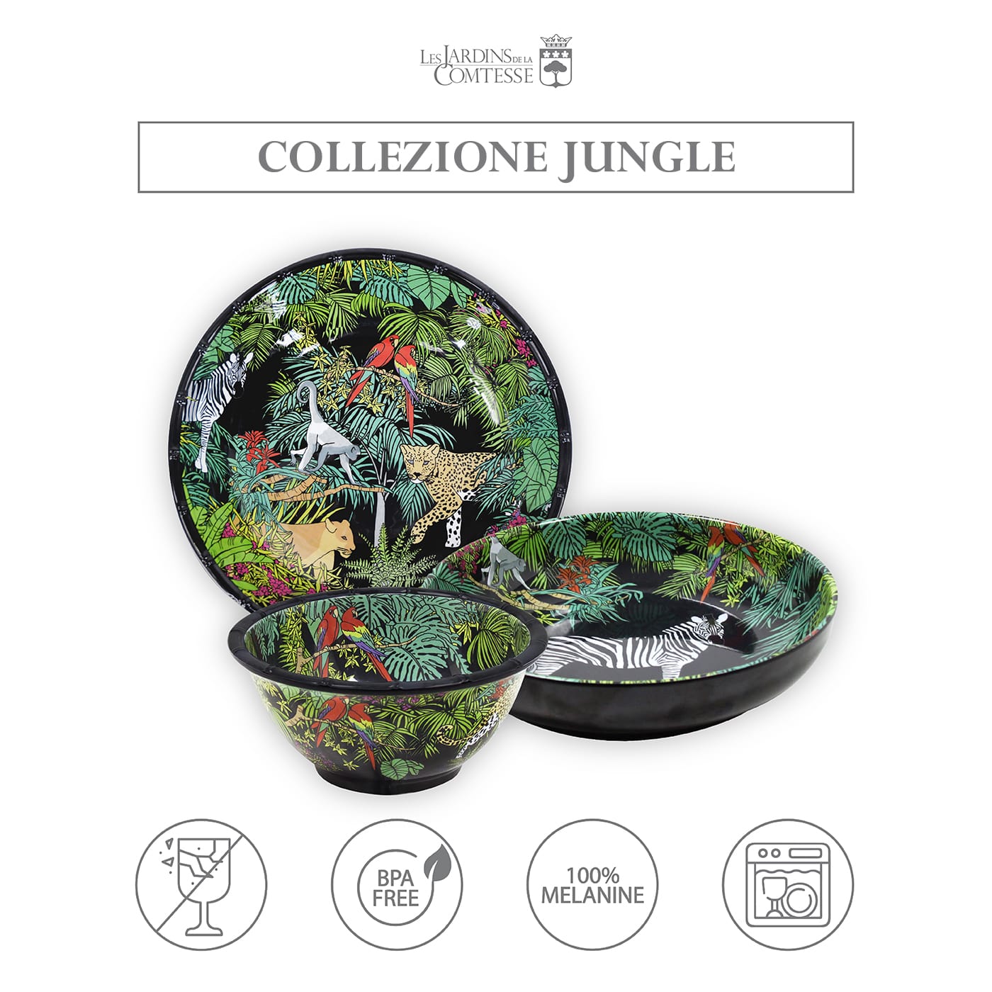 Piatto da minestra in pura melamina nero - Ø 20 cm