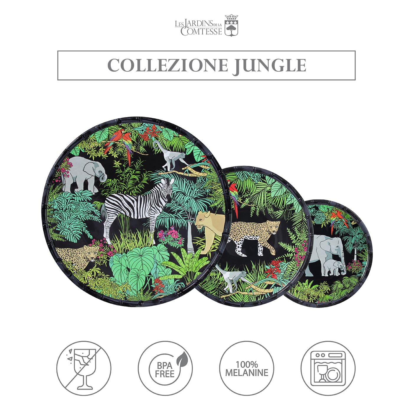 Piatto piano in pura melamina nero - Ø 28 cm
