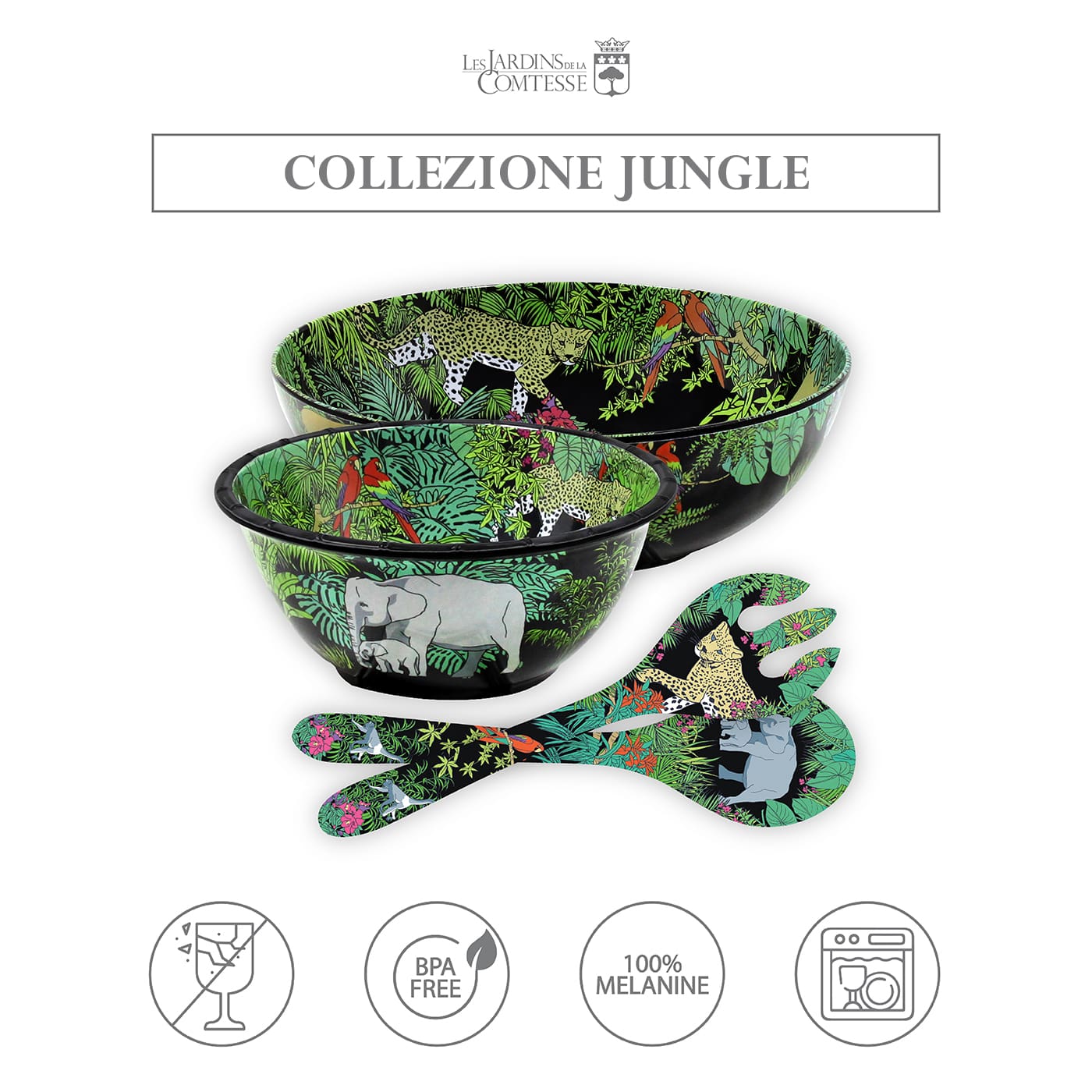 Insalatiera Grande Fonda in pura melamina nero - Ø 25 cm
