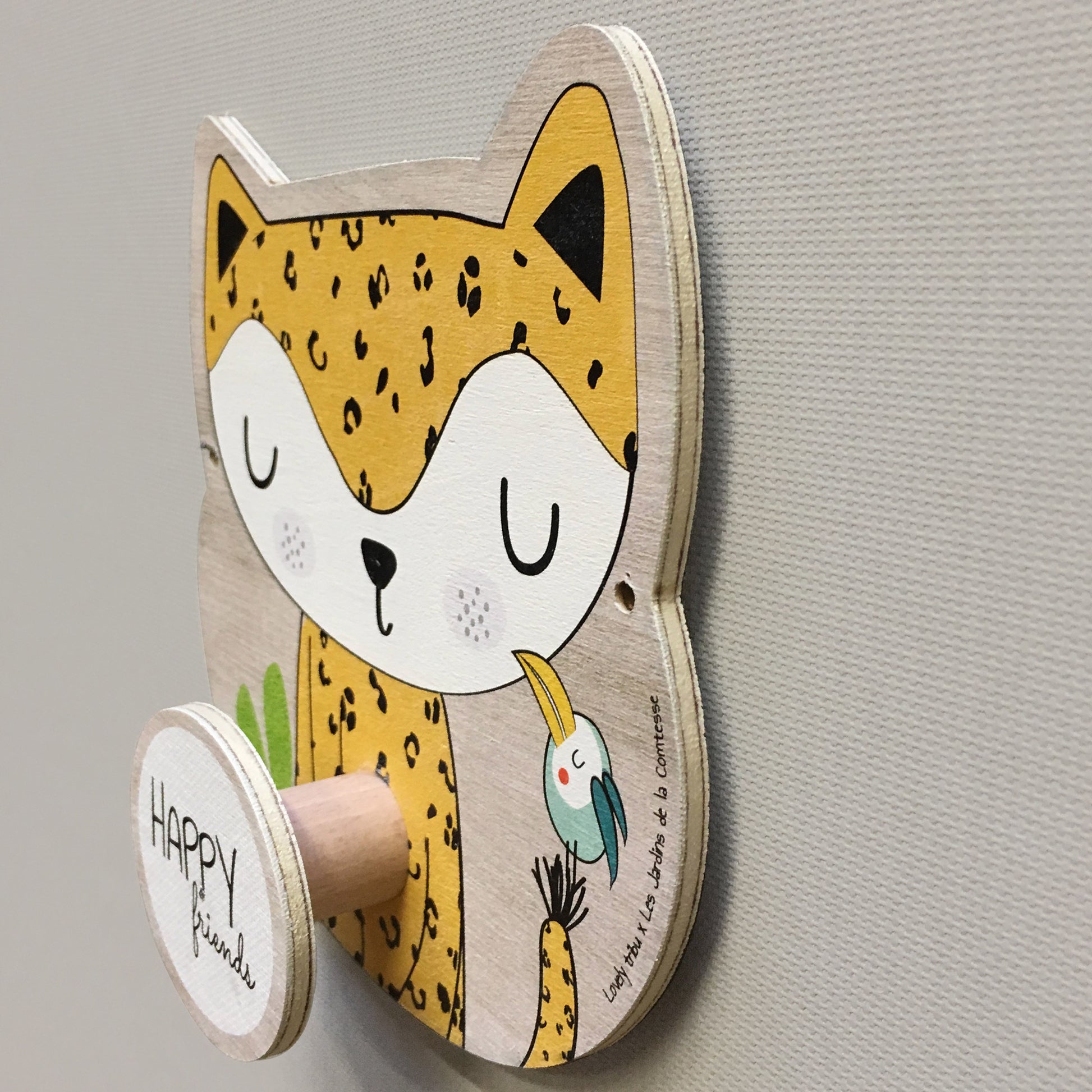 Attaccapanni da parete per bambini "Gigi la giraffa" - Appendiabiti in legno