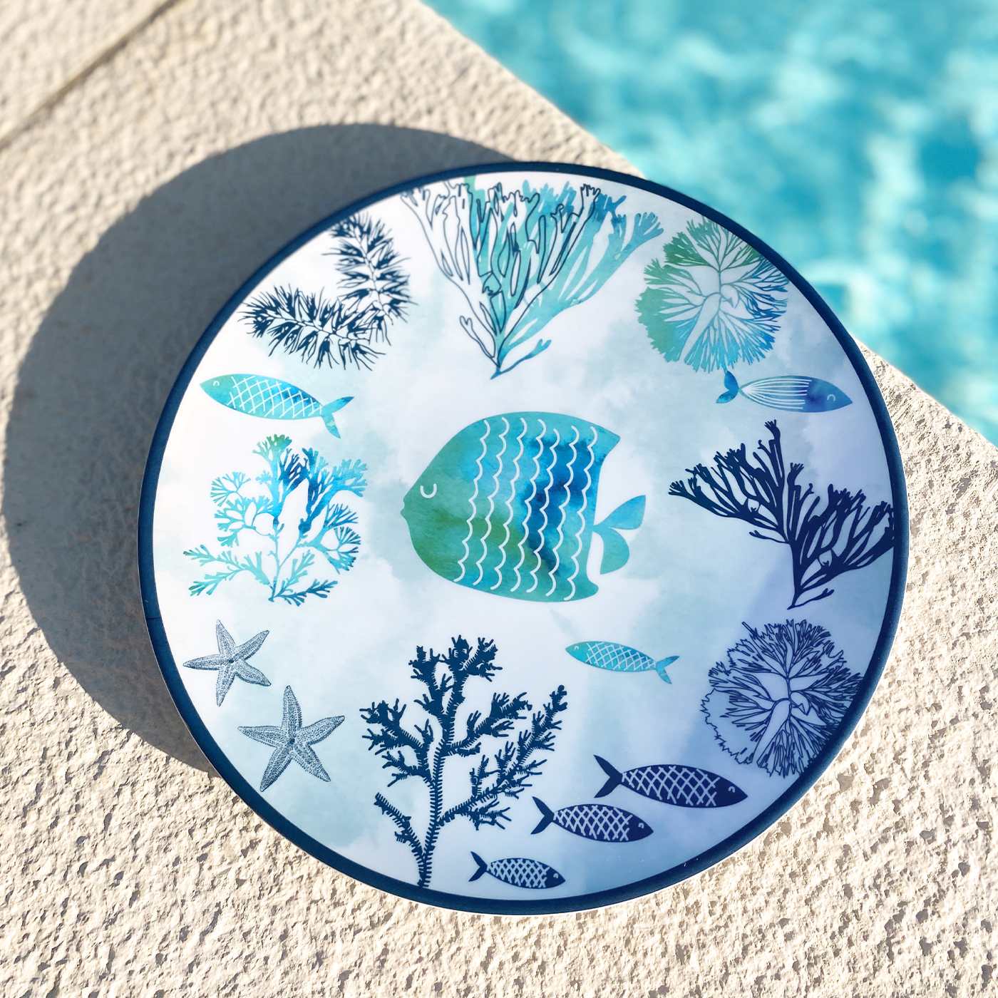 Piatto grande in melamina disegno del mare - Ø 26,5 cm