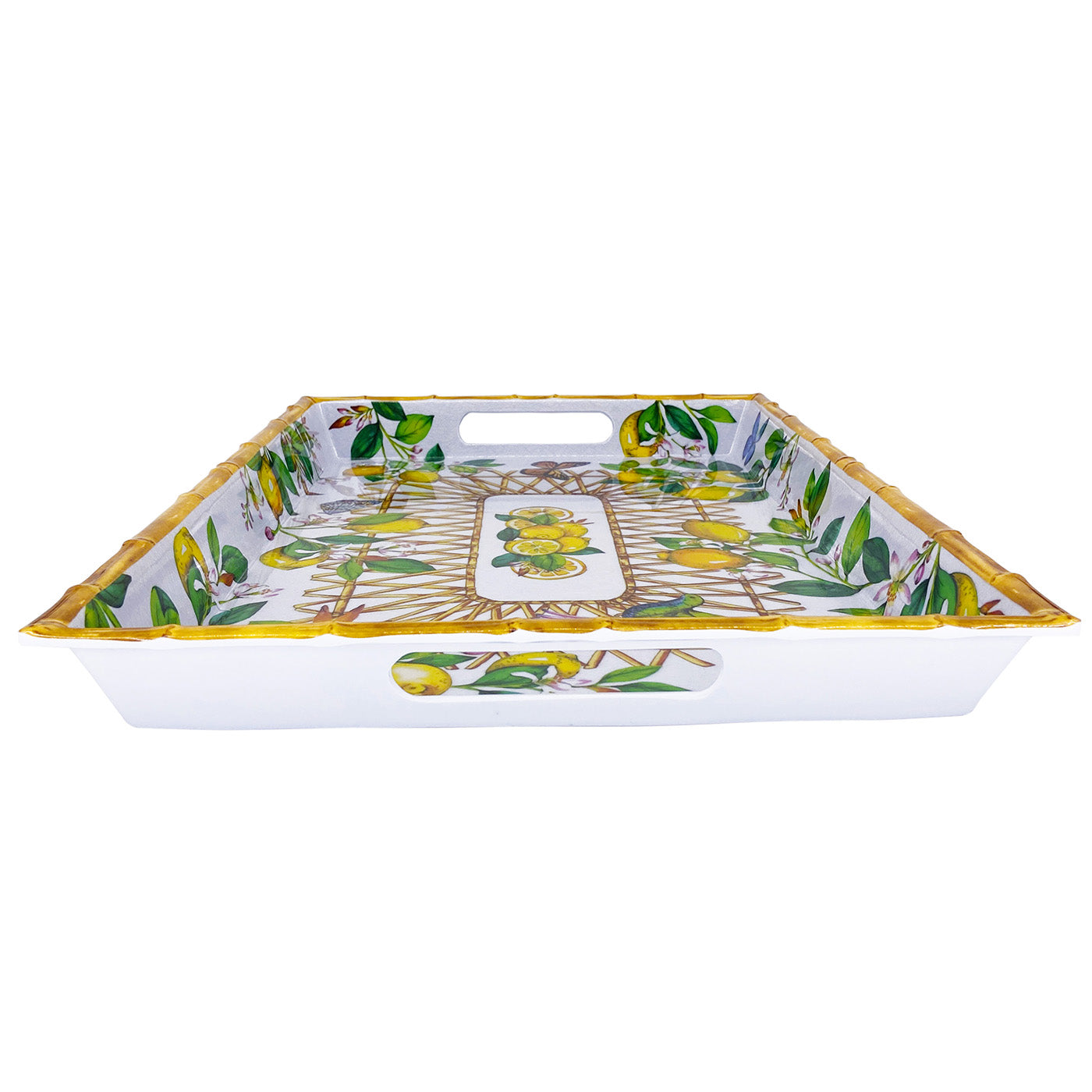 Vassoio grande con maniglie in melamina limone - 50 x 36 x 5 cm