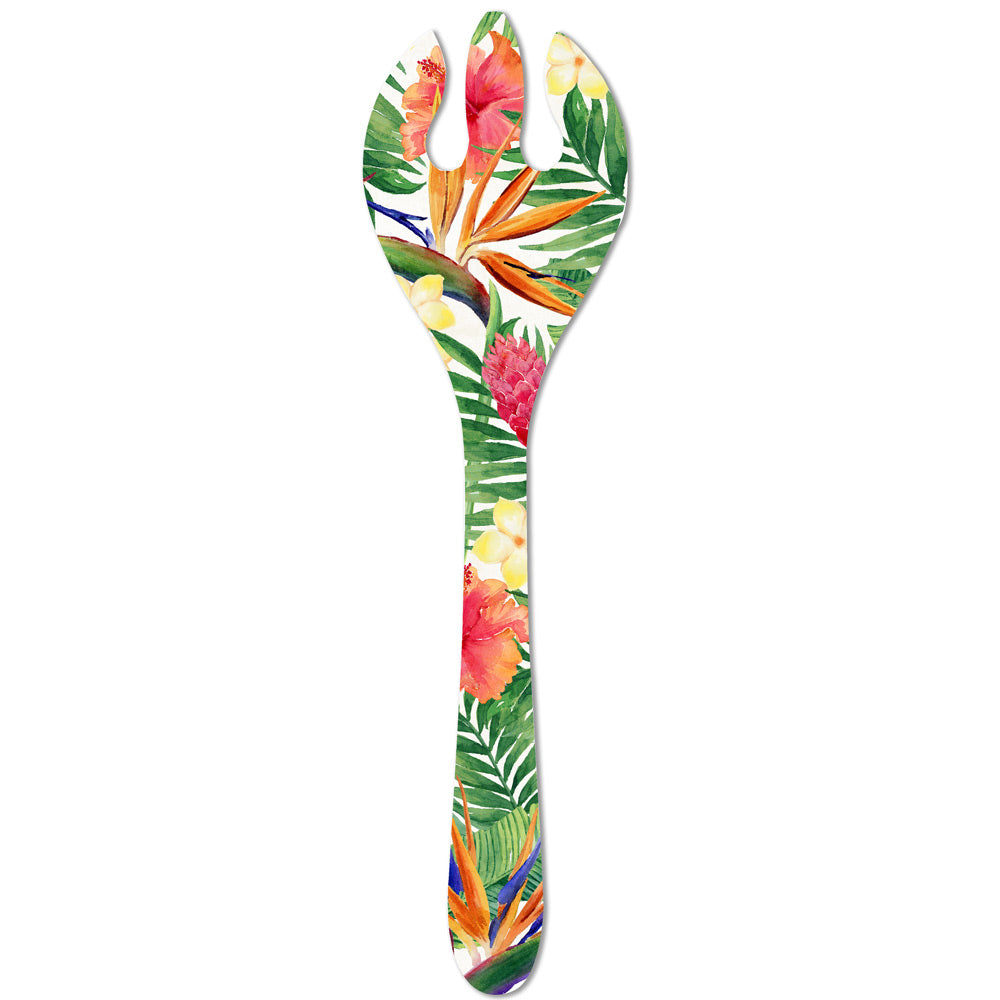 Coppia posate per insalata in melamina fiori - 33 cm