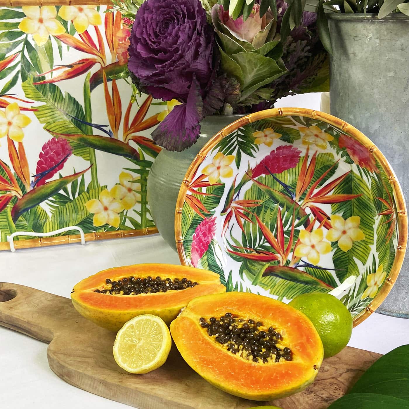 Insalatiera Grande Fonda in pura melamina fiori - Ø 25 cm