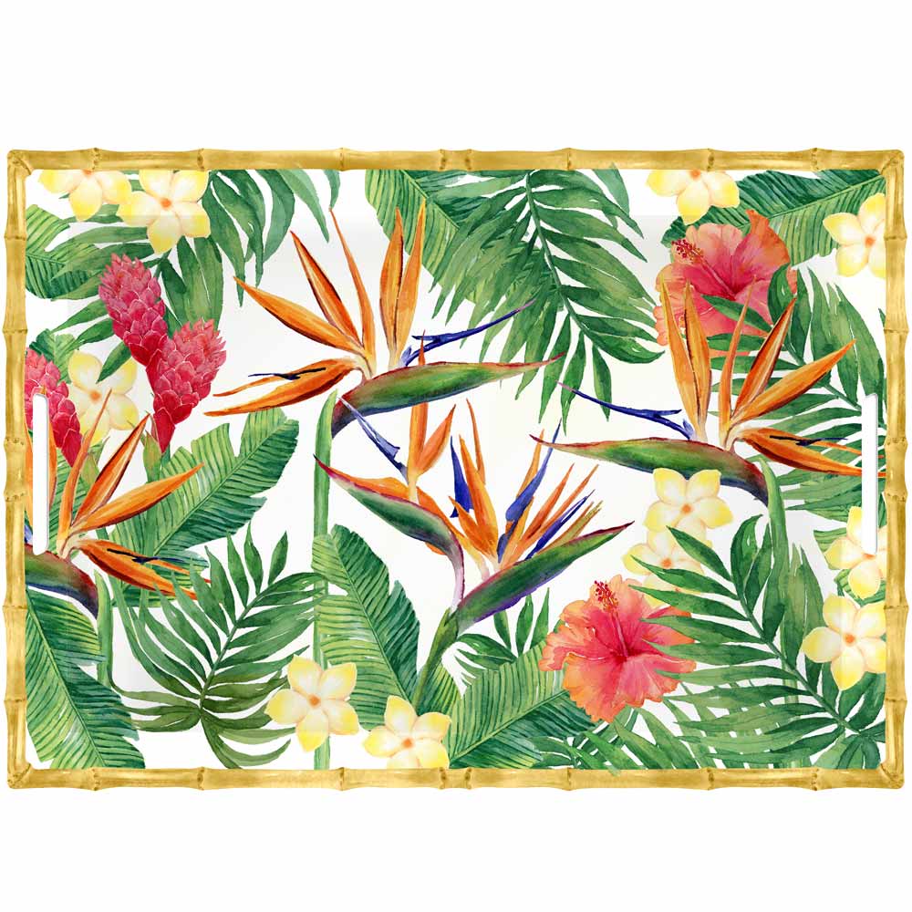Vassoio Rettangolare con maniglie melamina fiori - 50 cm