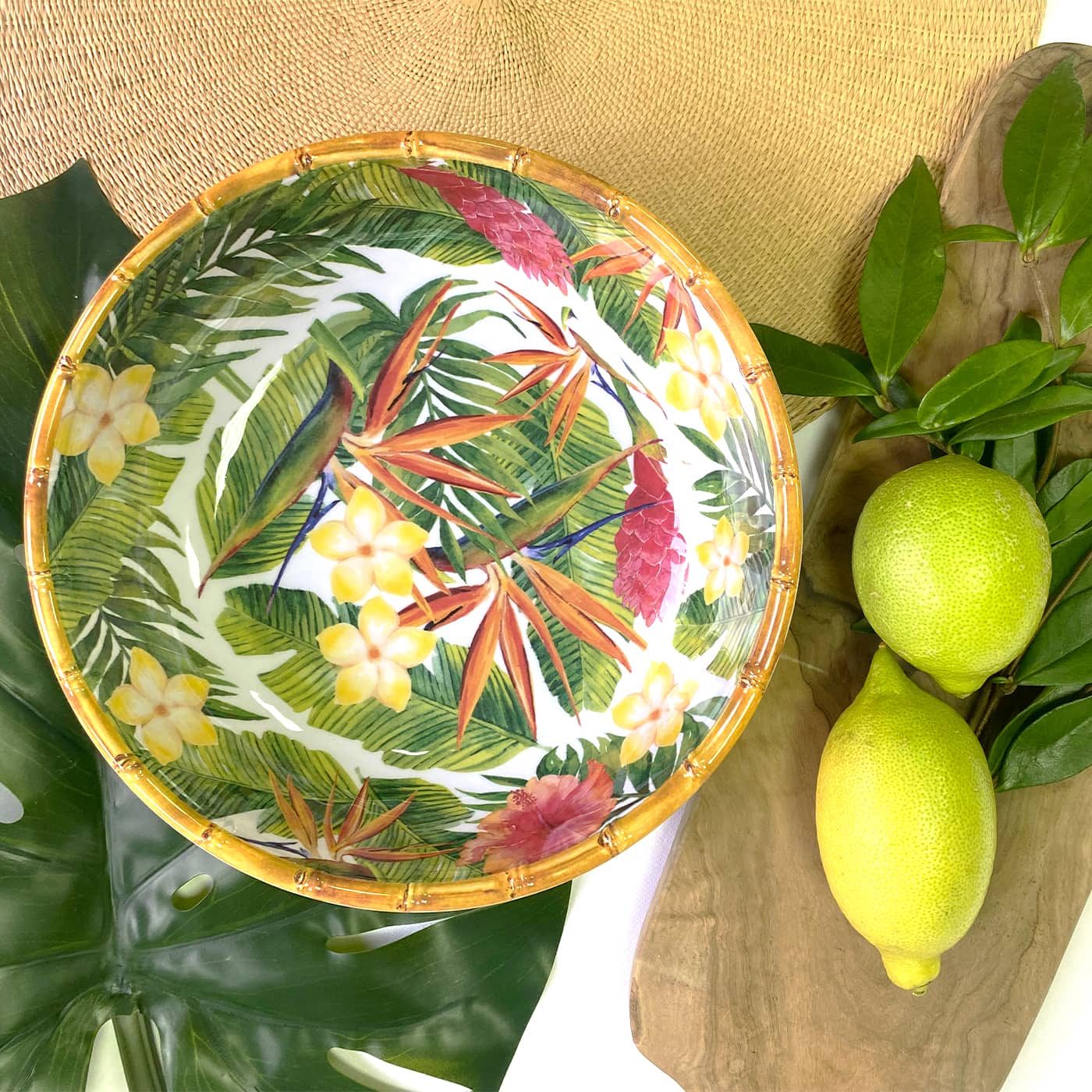 Grande piatto minestra in melamina fiori - Ø 23 cm