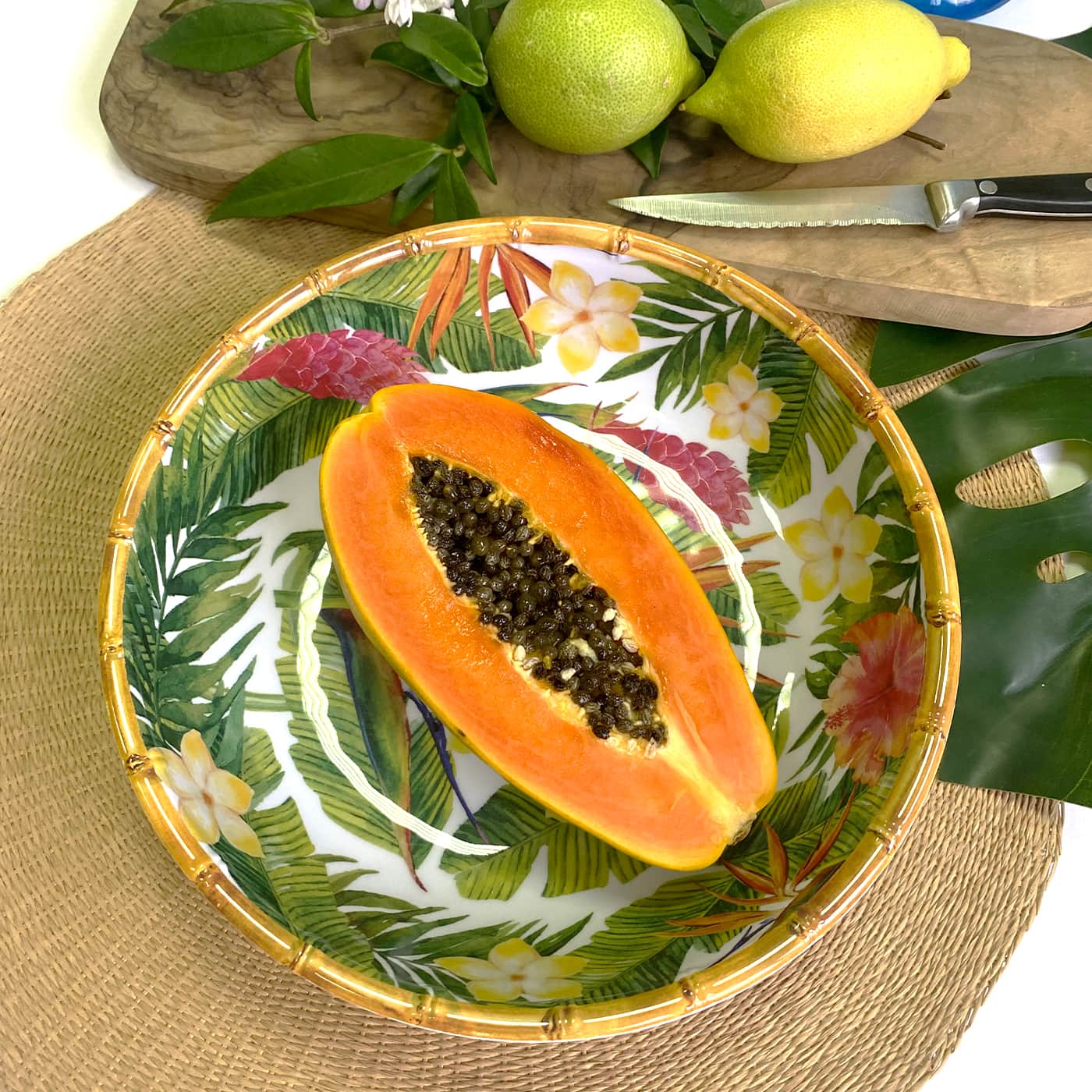 Grande piatto minestra in melamina fiori - Ø 23 cm