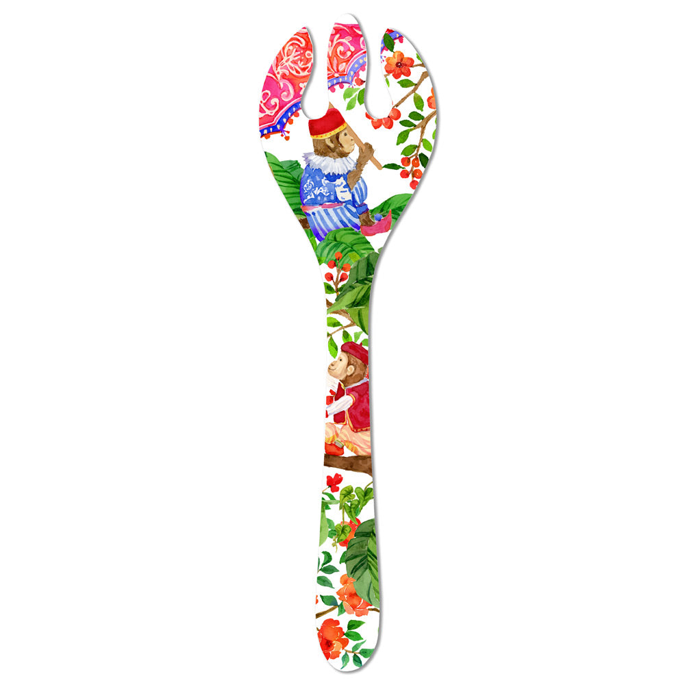 Coppia posate per insalata in melamina scimmie - 33 cm