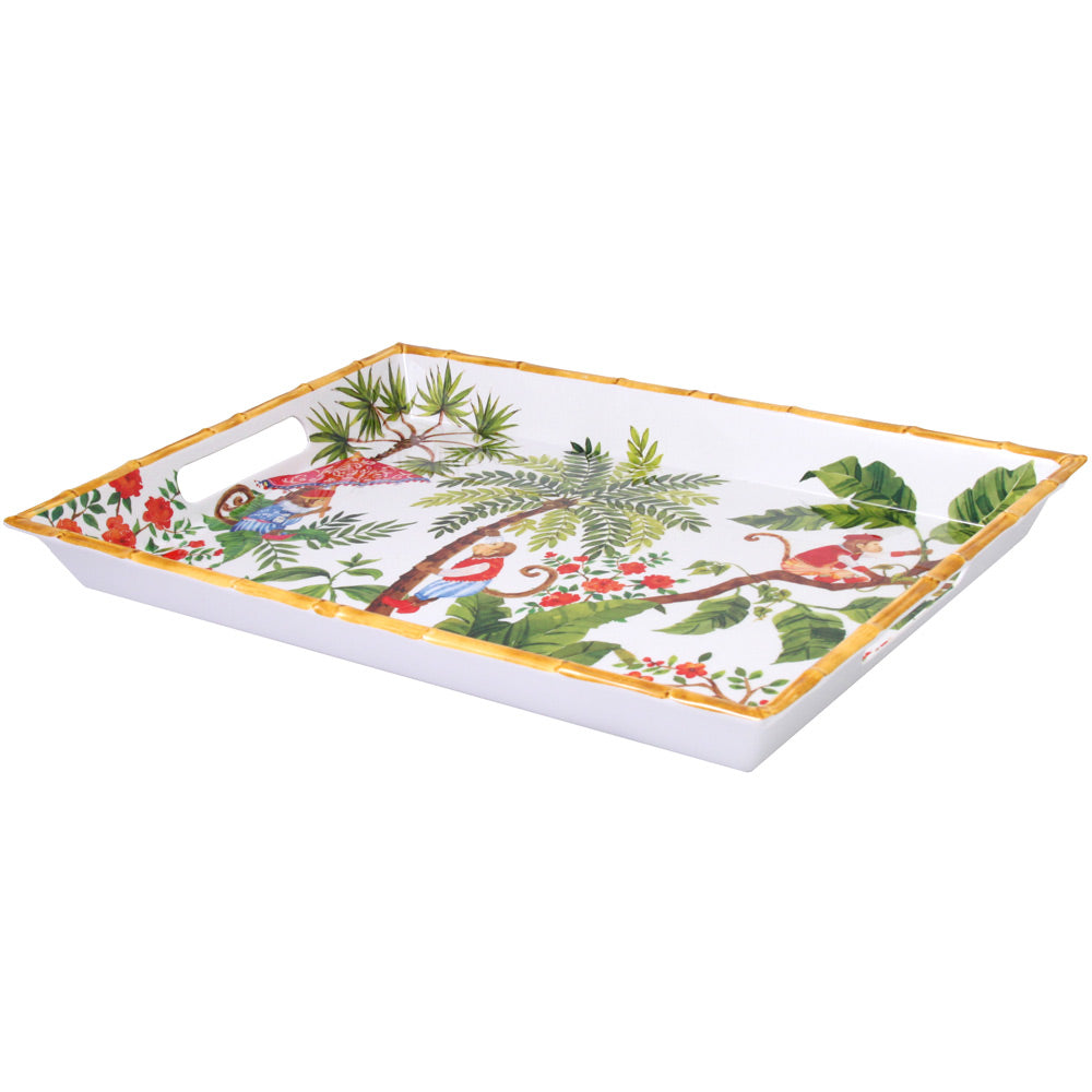 Vassoio Rettangolare con maniglie in melamina scimmie - 50 cm