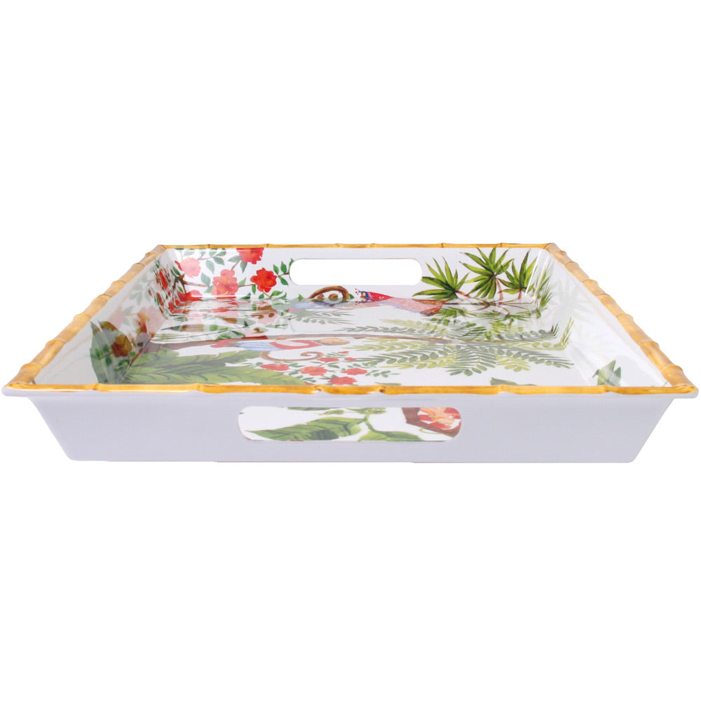 Vassoio Rettangolare con maniglie in melamina scimmie - 50 cm