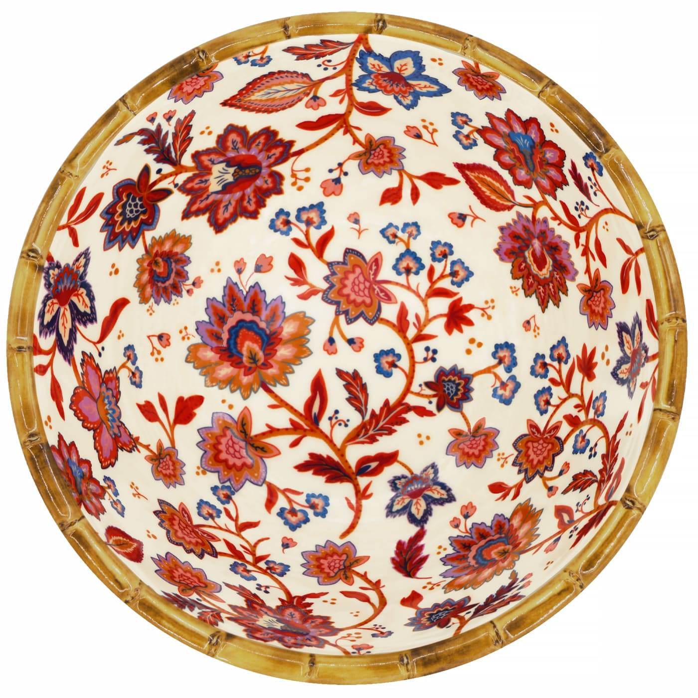Insalatiera profonda in melamina con fiori indiani - Ø 25 cm