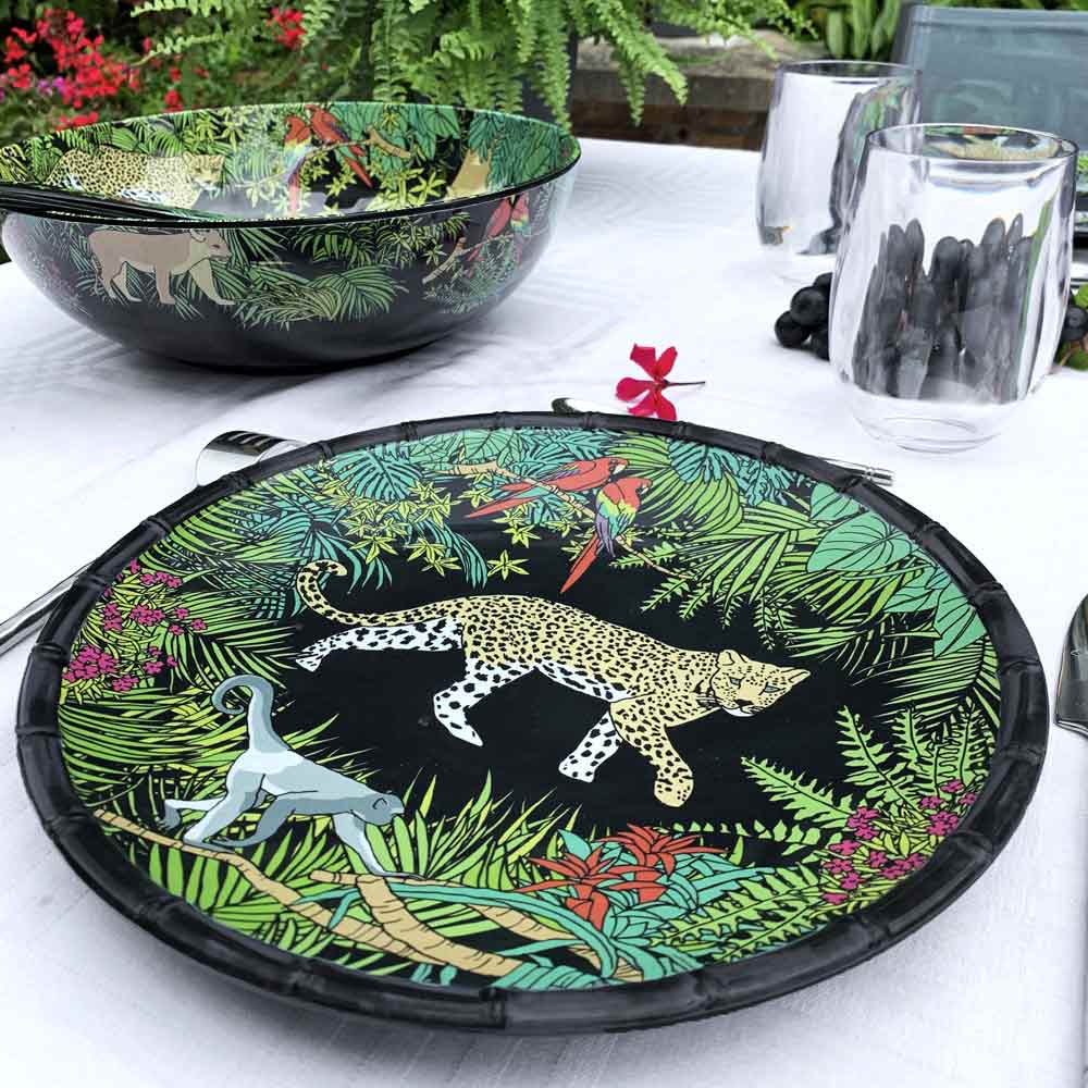 Piatto piano in pura melamina nero - Ø 28 cm