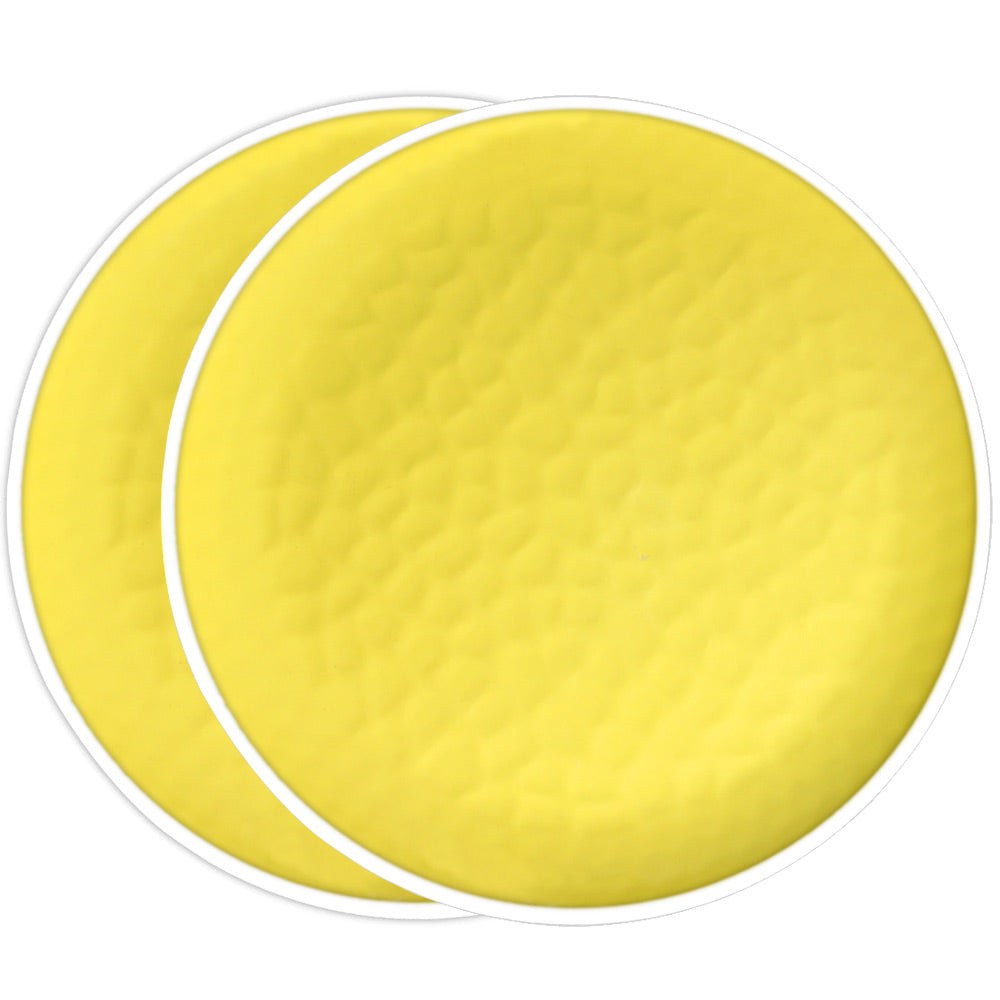 Piatto Piano Grande 27 cm in melamina quasi infrangibile – Giallo. 2 pezzi