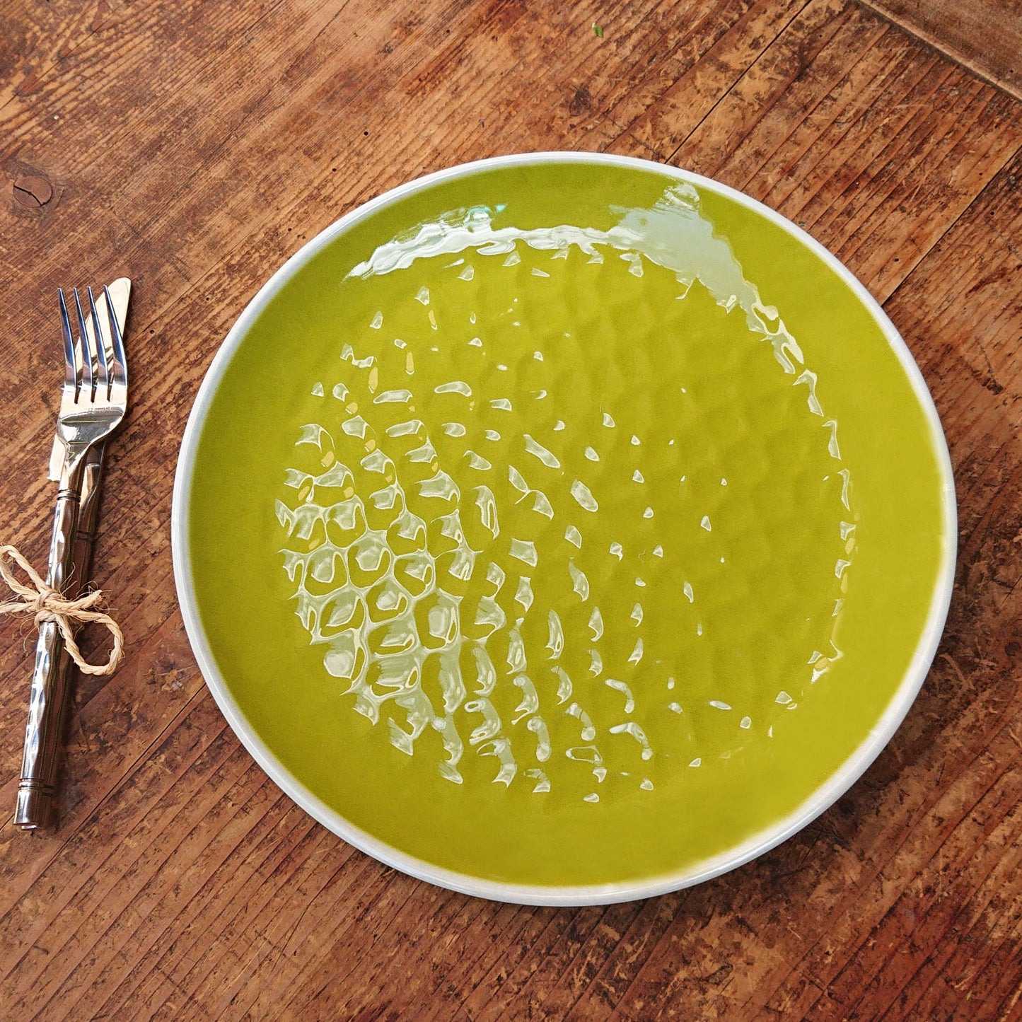 Piatto Piano Grande 27 cm in melamina quasi infrangibile – Verde. 2 pezzi