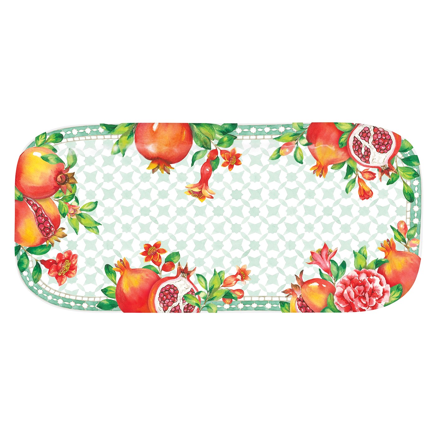 Piatto da torta rettangolare lungo in melamina melograno - 37,5 cm