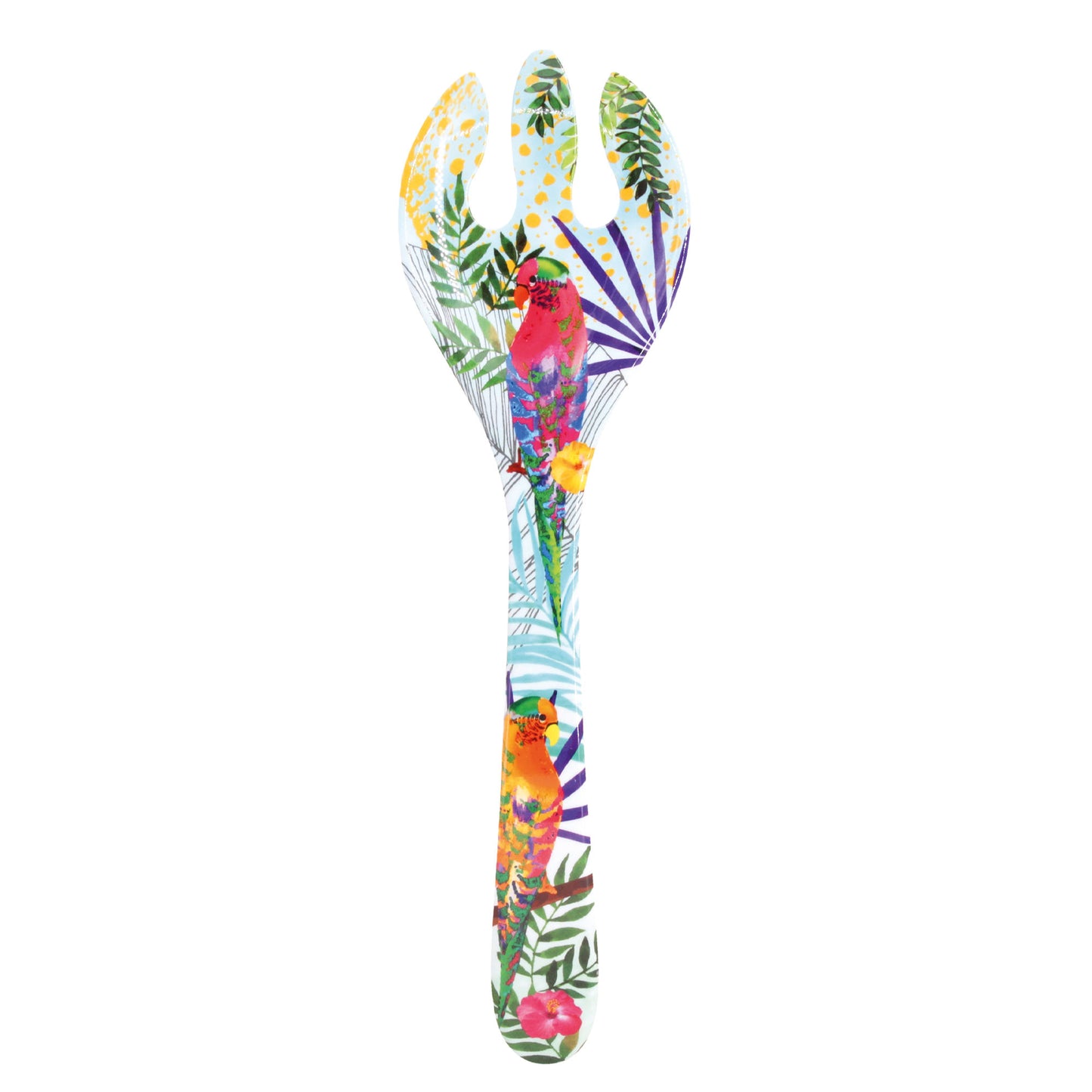 Coppia posate per insalata in melamina con tucani - 33 cm