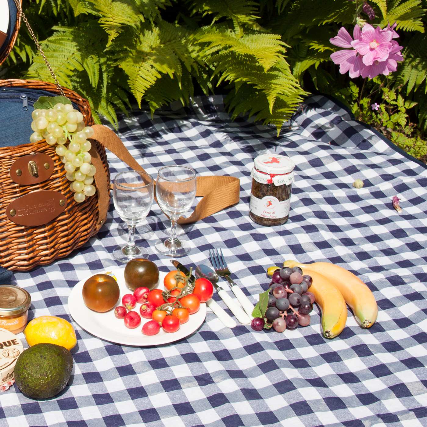 Tovaglia da picnic XXL impermeabile grande blu-controllato (280 x 140 cm)