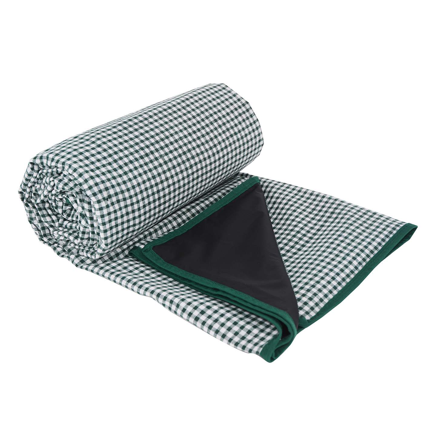 Grande tovaglia da picnic a piccoli quadri verde scuro (280 x 140 cm)