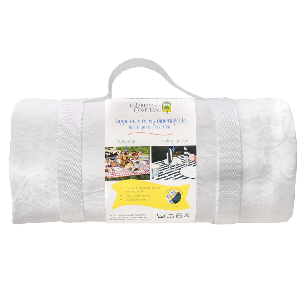 Tovaglia da picnic XXL impermeabile bianca (280 x 140 cm)