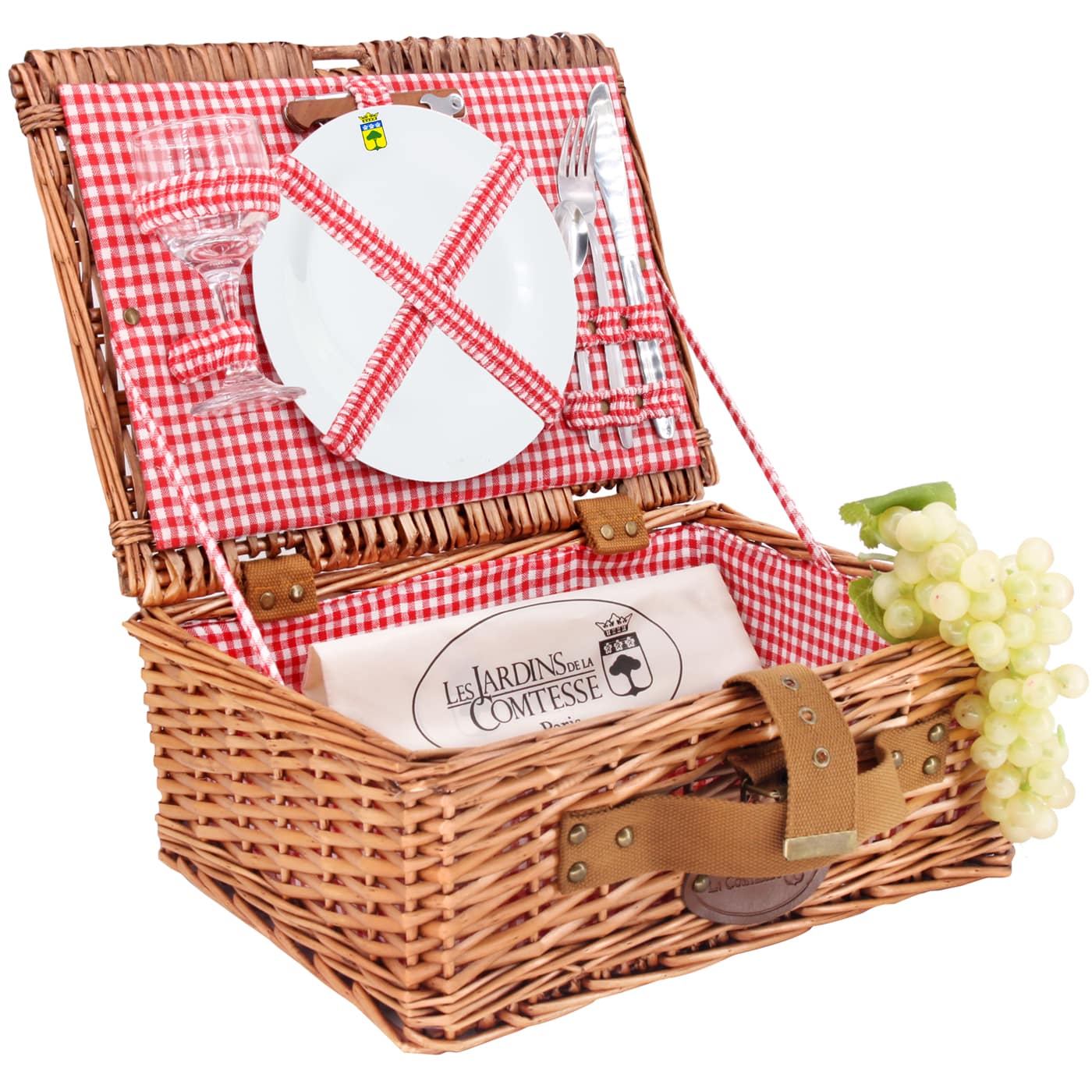 Cestino da picnic 1 persona "Solo" tessuto Vichy rosso