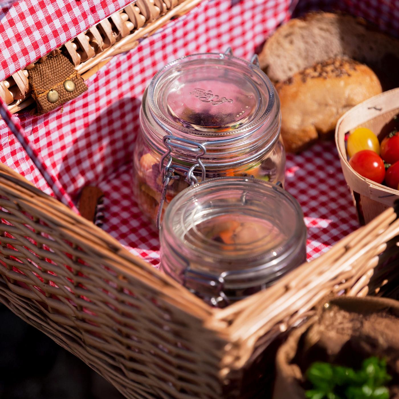 Cestino da picnic 1 persona "Solo" tessuto Vichy rosso