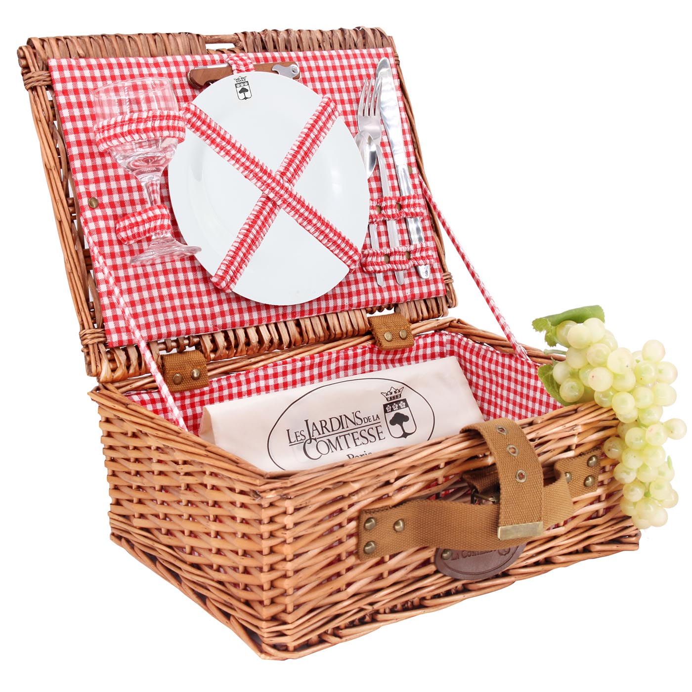Cestino da picnic 1 persona "Solo" tessuto Vichy rosso